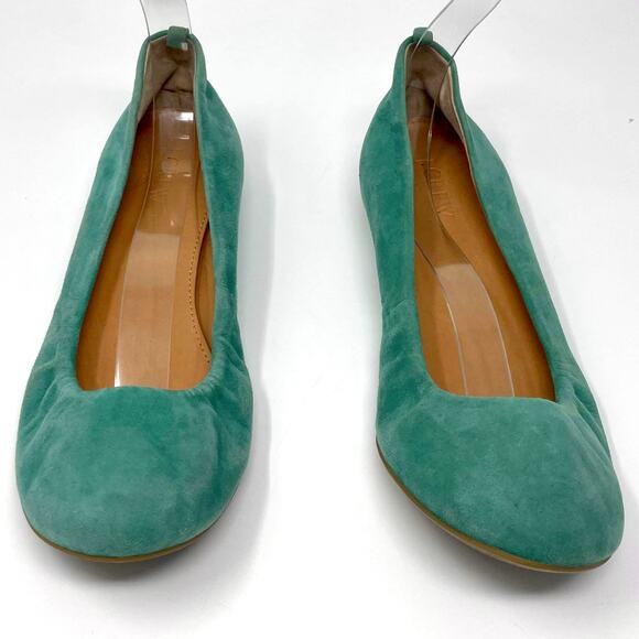 J. CREW Blue Green Suede Round Toe Slip On Ballet Flats - Picture 1 of 9